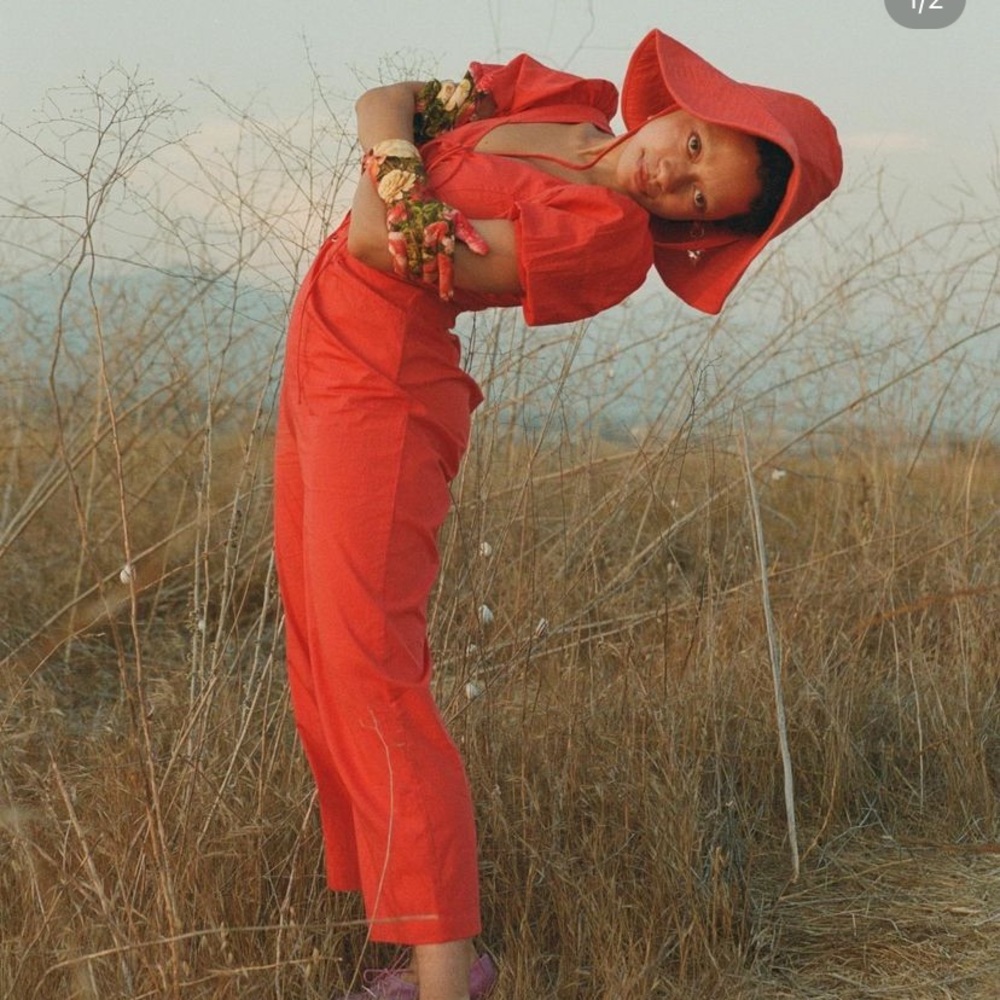 Samantha pleet Rosalind jumpsuit red corset 6 nwt - Picture 2 of 9
